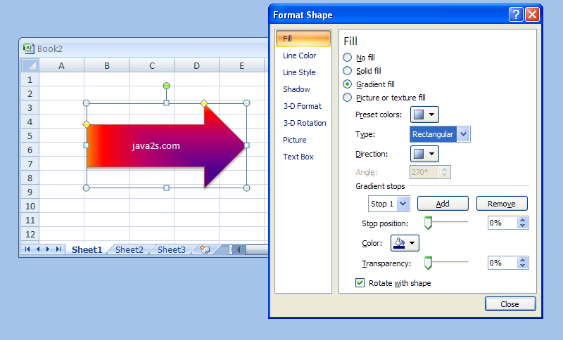 Click the Type list arrow and then select a gradient direction.