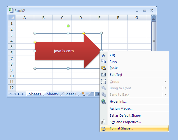 Right-click the shape and then click Format Shape.