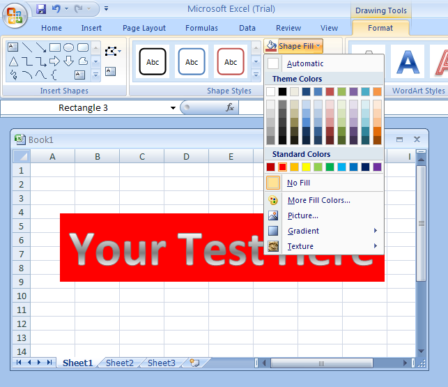 Apply A Fill To Wordart Text Wordart Wordart Clip Art Shape Picture Microsoft Office Excel 2007 Tutorial
