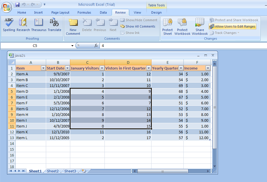 Apply a Password to Parts of a Worksheet