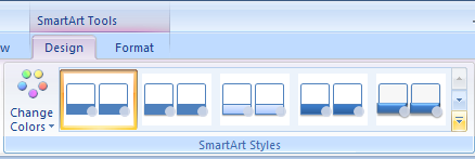 Click the SmartArt graphic. Click the Design tab under SmartArt Tools.