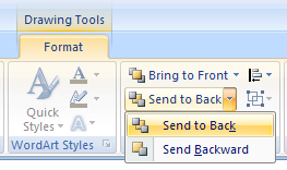 Click the Send to Back button arrow, and then click Send to Back or Send Backward to move a drawing back one location in the stack.