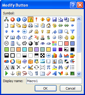 Type a name for the button. Click an icon in the symbol list.