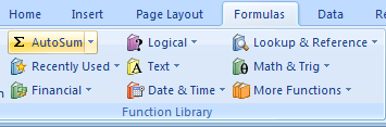 Click the Formulas tab. Click the AutoSum button.