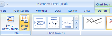 Click the chart. Click the Design tab under Chart Tools, and then click the Select Data button.