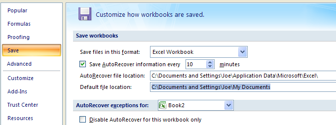 Then click Save. Enter a new location in the Default File Location box