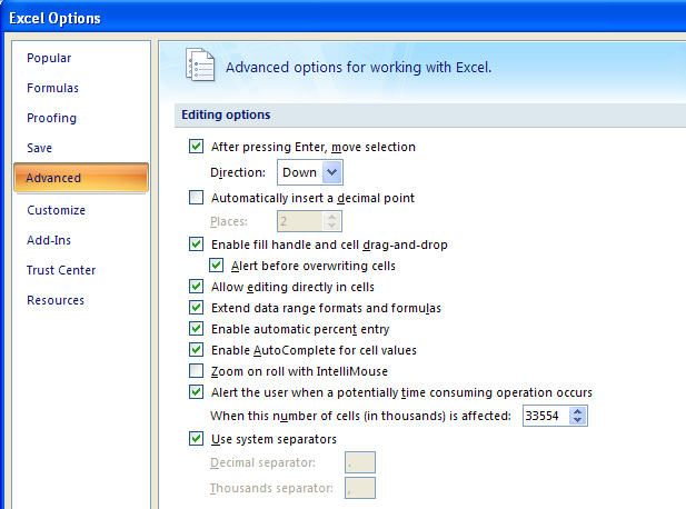 Use system separators. Number format separators.