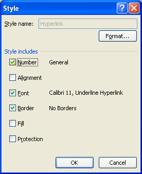 Select the check boxes with the formatting to include in the modified cell style.