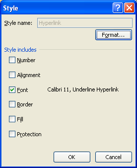 Select the formatting options on the Font and Fill tabs, and then click OK.