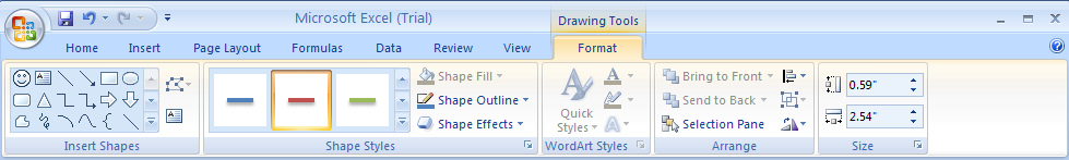 Select the line or arrow. Click the Format tab under Drawing Tools.