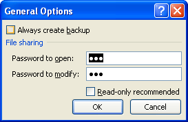 Select the contents in the Password to modify box or the Password to open box