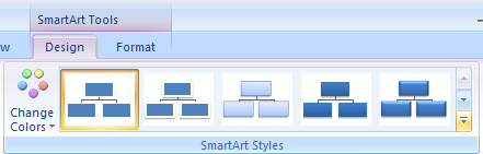 Click the SmartArt graphic. Click the Design tab under SmartArt Tools. Click the More list arrow in the Quick Styles group to see additional styles.