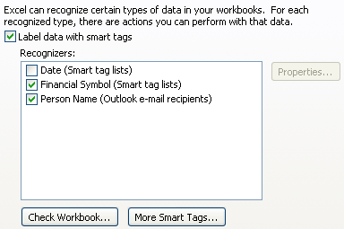 Select the check boxes with the smart tags you want.