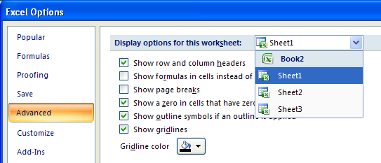 Show gridlines. Select to show gridlines.