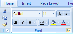 Dialog Box Launchers are small icons at the bottom corner of some groups. When you point to a Dialog Box Launcher, a ScreenTip appears