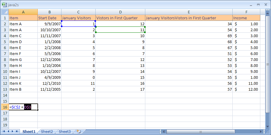 Continue to press F4 to have Excel cycle through the different reference types.