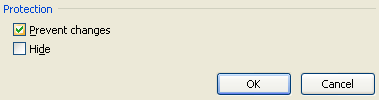 Select the Prevent changes check box to protect the cell.