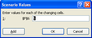 Type values for each of the displayed changing cells.