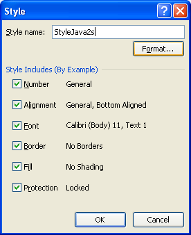 Type a name for the cell style. Click Format.