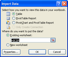 Select the import options you want.