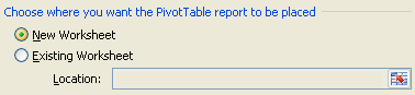 Click the New worksheet option or Existing worksheet option, and specify a cell range.