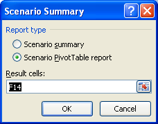 Click the Scenario summary or Scenario PivotTable report option.