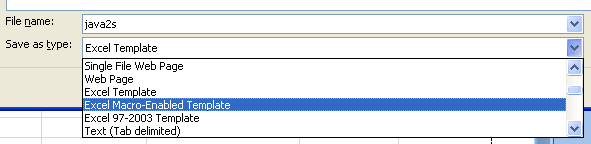 Select Excel Macro-Enabled Template to create a template for Excel 2007 with macros.