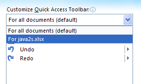 Select the current workbook if you only want the commands available in the workbook.