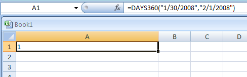 DAYS360(start_date,end_date,method) calculates the number of days between two dates based on a 360-day year