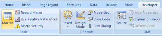 Click the Developer or View tab. Click the Macros button.