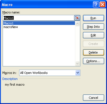 Click the macro you want to delete. Click Delete.