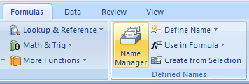 Click the Formulas tab. Click the Name Manager button.