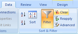 To clear all filters in a worksheet and redisplay all rows, click the Clear button.