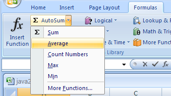 Click a submenu if necessary. Then click the function to insert into a formula.