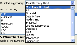 If necessary, click a function category you want to use.