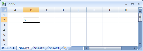 Click a cell. Type '(an apostrophe). The apostrophe is a label prefix and does not appear on the worksheet.