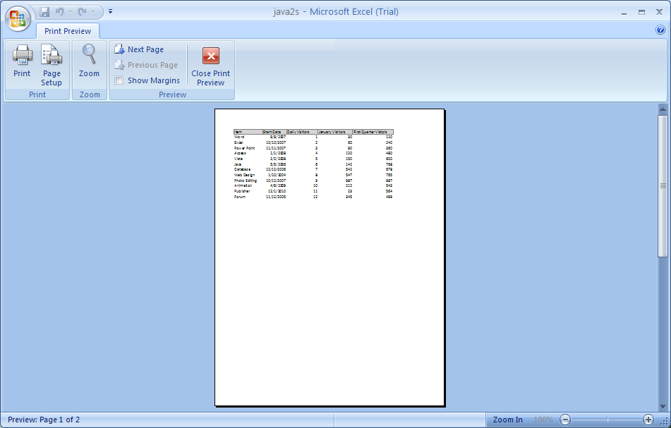 The third type is called a program tab, such as Print Preview that replace the standard set of tabs