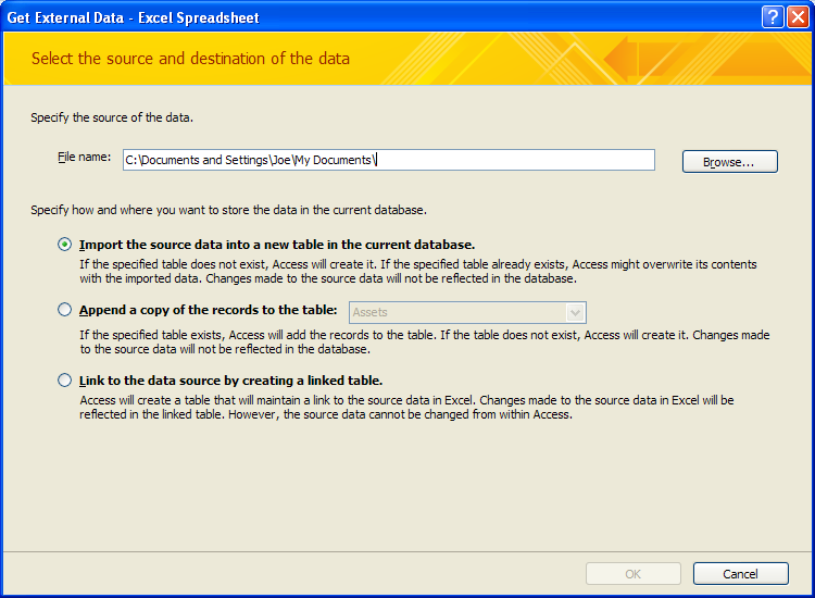 Specify the destination file name and format.