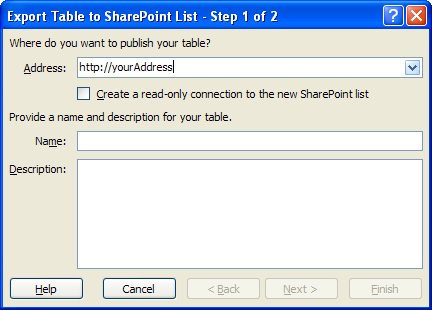 Enter a SharePoint address.
