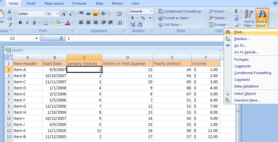 Find or replace cell contents