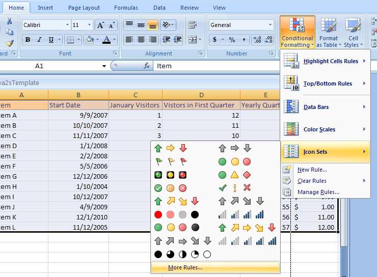 Format Using Icon Sets Conditional Formatting « Format Style