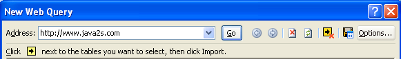 Click Options to select the formatting. Click Import.