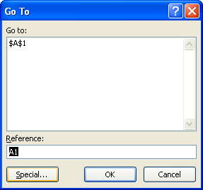 Select an option, to go to other locations, such as comments, blanks, last cell, objects, formulas, etc, click Special