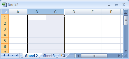 Click the column or row header button of the column or row