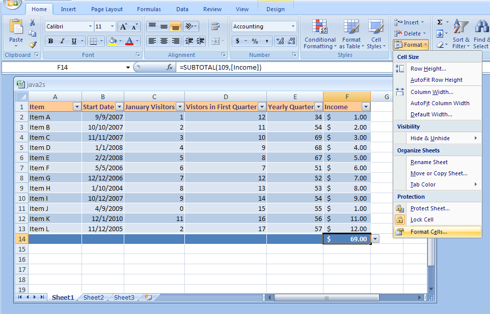 Select the cell or range with the formulas. Click the Home tab. Click the Format button, and then click Format Cells.