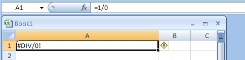 Fill A1 with: =1/0