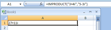 Input the formula: =IMPRODUCT