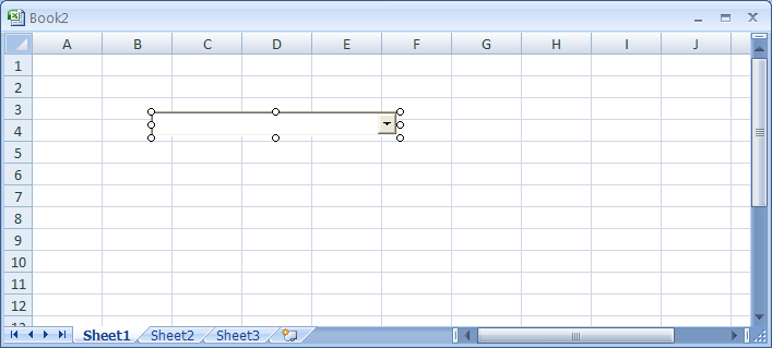 To resize the control, drag and move a resize handle (circles).