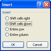 Click Entire Column to move entire column over one column.