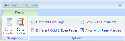 Select Align with Page Margins to align header or footer margin with page margins.